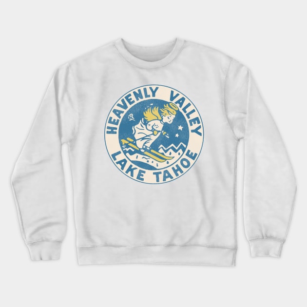 Heavenly Valley Lake Tahoe Vintage Tourist Souvenir Crewneck Sweatshirt by darklordpug